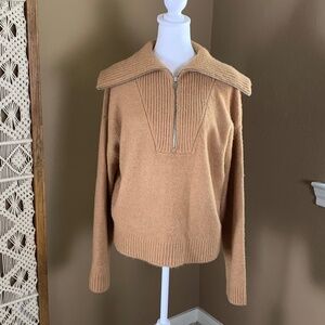 Express Half Zip Pullover Cozy Sweater Tan Camel‎ Size Small